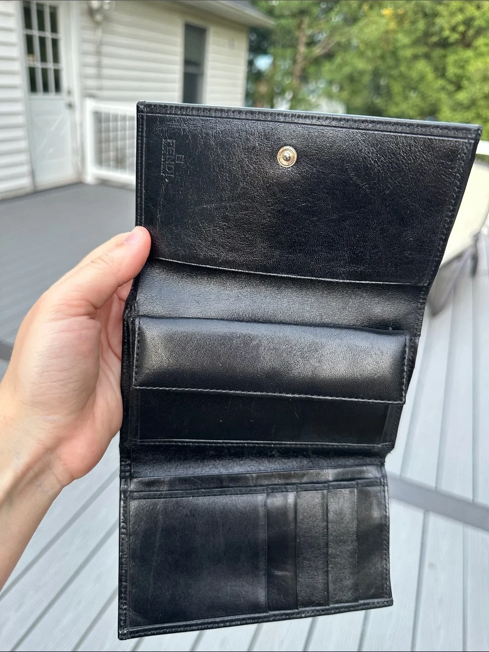 Fendi Black Tonal FF Jacquard Continental Wallet